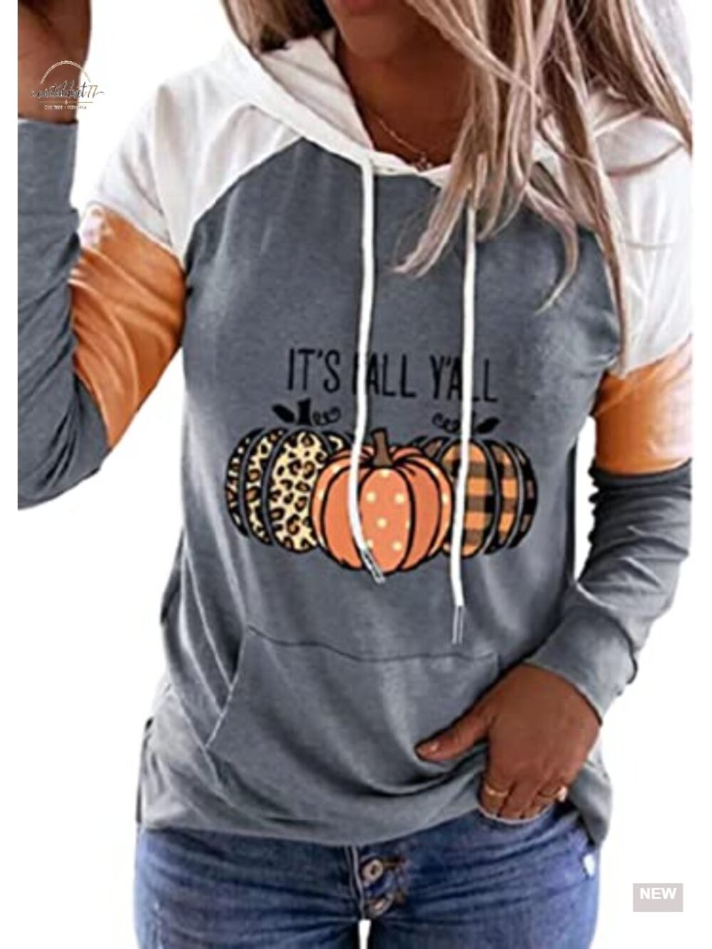 It's Fall Y'all Leopard Plaid Pumpkin Hoodie Kangaroo Pocket Women Long Sleeve